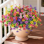 INQCMY Artificial Flowers for Outdoors Faux Plants Fake Flowers Spring Summer Decoration,12 Bundles Faux Silk Colorful Daisy Realistic UV Resistant for Outside Home Planter Window Porch Patio Yard