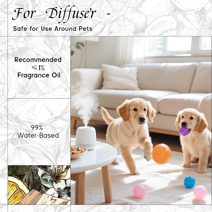 HIQILI White Tea & Citrus Diffuser Oil, Hotel Collection Scented Fragrance Oil for Ultrasonic Diffuser, Relaxing Aromatherapy, Home & Office - 3.38 Fl Oz