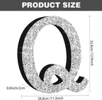 Qunclay 12'' Silver Crystal Diamond Bling Letters Crushed Diamond Decoration Wooden Glitter Letter with Screw and Hooks Rhinestone Gift for Wedding Y2k Mcbling Bedroom Wall Decor (Letter Q)