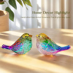 H&D HYALINE & DORA Set of 2 Crystal Birds Figurine Bird Gifts for Women Men Bird Lovers Handmade Glass Animal Figurines for Home Shelf Decor (Multicolor)