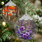 Charming Bauhinia & Violets Stained Glass Orament - Christmas Ornament - Christmas Decorations for Tree - Holiday Present ldeas - Gift Exchange