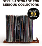 Vinyl Record Storage, 50 LPs Now Playing Record Holder, Wood Vinyl Album Storage Rack for LP Records/Magazines/Music Lovers