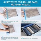 Cozy Essential Compression Bags for Travel - Travel Essentials - 24 Pack Space Saver Bags - No Vacuum Needed - Compression Packing Bags for Cruise Accessories