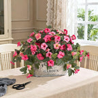 Artificial Fake Petunia Flowers for Outdoor Decoration, 2PCS Faux Silk Petunias Flower for Spring UV Resistant No Fade Realistic Plants for Garden Balcony Yard Porch Indoor Decor(Double Pink)