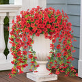 2PCS Artificial Hanging Flowers, 132 Violet and Eucalyptus Vines Fake Hanging Plants for Wall Home Room Garden Artificial Flowers for Decoration