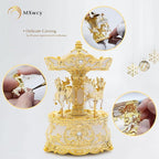 Carousel Music Box Gold & Ivory 8.7" Rotate Christmas Music Box for Kids & Adults, Classic Wind up Cylinder Music Box Valentines Day Gifts for Women Girls Mom Carousel Horse Musical Lantern Home Decor