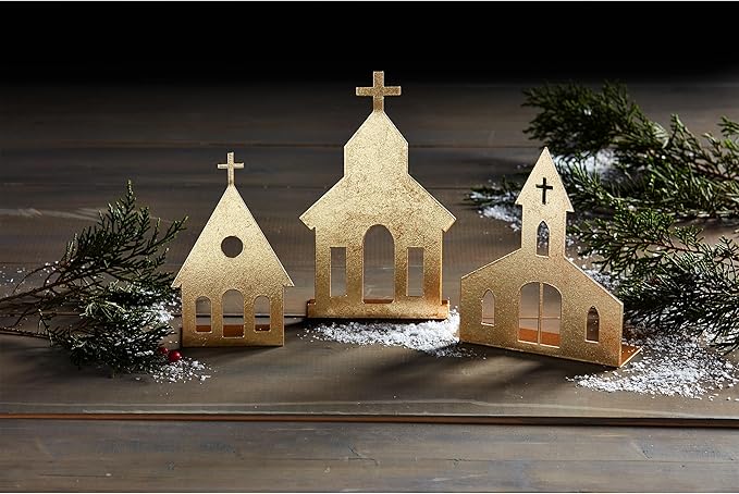 Mud Pie Med Gold Tin Church Table SITTERS