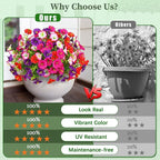 MARTINE MALL 12 Bundles Look Real Artificial Flowers for Outdoors, Realistic Fake Outdoor Flowers, UV Resistant Silk Petunia Flowers for Outside Faux Flowers Plants for Outdoor Porch, Mix Colors