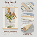 Martini Girl Wall Art, Vintage Glam Cocktail Poster, Retro Fashion Woman in Martini Glass Canvas Print, Chic Bar Lounge Wall Decor for Dining Room Kitchen or Home Office,Holiday Gift for Women 14x18.5 Inch (Begei-Woman02)