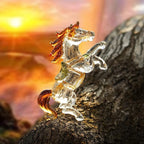 H&D HYALINE & DORA Crystal Standing Horse Figurine Collectible Glass Animal Statue Decoration Ornaments for Home Office Table
