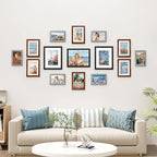 Vittanly 15 Pack Picture Frames Collage Wall Decor, Multi Sizes Including 3pcs 8x10, 6pcs 5x7 and 6pcs 4x6 Photo Frames, Gallery Frame Set for Wall or Tabletop Display, Black, Walnut Brown and Grey