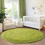 6‘x6’ Grass Green Round Rug for Bedroom, Ultra Soft Fluffy Circle Rug for Kids Girls Boys Room, Cute Shag Rugs for Living Room Playroom Tent Castle Home Decor Rug