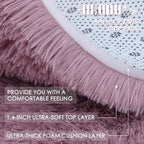 OLANLY Blush Round Rugs for Bedroom - Machine Washable, 8 ft Circle Area Rugs for Living Room, Soft and Fluffy Shaggy Carpet for Teen Girls and Boys, Nursery Rooms, Dorms, Home Decor Aesthetic