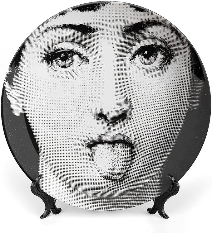 Lina Cavalieri Plate, Wall Decorative Plate, Mysterious Face Plate Wall Hanging Decoration,Including Bracket And Special Spring HooK, (Style-6, 8inch)