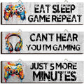Hatzelou 3Pcs Game Wall Art Wooden Sign, Little Man Cave Sign Hanging, Game Hanging Wall Art Decor Sign, Gamer Wall Plaques Decor for Boys Kids Bedroom Playroom Nursery