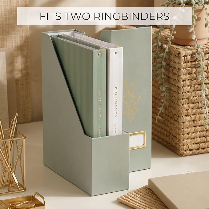 ZICOTO Beautiful Magazine Holder Set Of 3 - Sturdy File Holder to Organize Your Desk Or Shelves - The Perfect Office Storage to Effortlessly Organize Your Paperwork/Files, Magazines, Books Or Binders