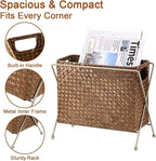 BTSKY Magazine Basket, Mail Basket for Counter, Woven Storage Bin with Metal Rack & Handle for Files, Books, Newspapers, Desktop Organizer for Office, Living Room, Dorm, Bathroom, 12"x5.7"x8.7"