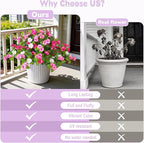 Artificial Fake Flowers for Outdoors Spring Decoration 2 Bundles Faux Flowers Plants for Outdoor Planters UV Resistant Silk Realistic Flowers for Outside Home Garden Front Porch Patio Décor
