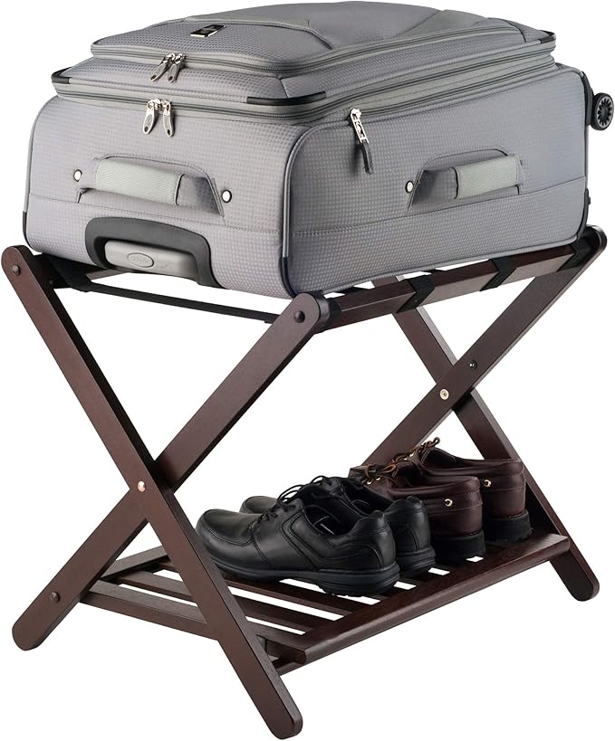 Winsome Remy Luggage Rack, Sturdy Folding Suitcase and Bag Stand for Guest Room, Bedroom, Must Have Foldable Storage Essential for Guests, Small Businesses, Home