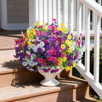 Ivydale 24 Bundles Artificial Flowers for Outdoors Faux Plants Spring Outdoor Decor Faux Silk Morning Glory with Eucalyptus Realistic UV Resistant for Outside Planters Porch Patio Garden Home Decor