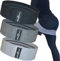 Fabric Resistance Bands, Non-Slip Hip Circle Bands for Glute Workouts, Yoga, Set of 3 with mesh Carrying Bag. (Light, Medium, Heavy) (Black/Gray/Light Gray)