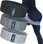 Fabric Resistance Bands, Non-Slip Hip Circle Bands for Glute Workouts, Yoga, Set of 3 with mesh Carrying Bag. (Light, Medium, Heavy) (Black/Gray/Light Gray)