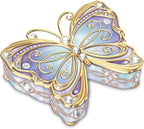 The Bradford Exchange Porcelain Butterfly Music Box with 22K Gold Accents, Simulated Jewels, and Storage, Plays Wind Beneath My Wings