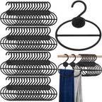 100 Pack Scarf Hanger, 5.5 Inch Plastic Scarf Organizer Space Saving for Closet, Black Multi-Functional Tie Belt Hanging Rack Holder Bulk for Multiple Scarves, Wardrobe Storage