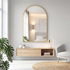 DUMOS Gold Metal Arch Vanity Rounded Rectangle Bathroom Mirrors for Over Sink Wall, 27x38 Inch Large Matte Mirror, Modern Decorative for Restroom, Farmhouse