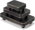 Maitys 3 Pcs Wooden Risers for Display Pedestal Stand Wooden for Decor Farmhouse Vintage Rustic Stackable Kitchen Stand Tray Riser, 3 Sizes(8 x 4.3, 6 x 3.5, 4 x 2.8 in,Black)