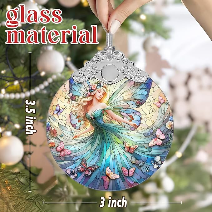 Jocidea Stained Glass Hanging Decor - Fairy Christmas Ornament - Gifts for Friends, Sisters