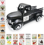 13.4 Inch Farmhouse Vintage Truck Decor with 20 Magnets Rustic Home Sweet Home Table Centerpieces Interchangeable Seasonal Holiday Decor Large Metal Pickup Truck Spring Garden Planter, Black