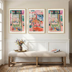 Large Framed Matisse Wall Art for Living Room, Set of 3 Colorful Abstract Landscape Wall Painting Prints, Vintage Retro Aesthetic Wall Decor for Dining Room Bedroom Office Hallway 24x36 Inch