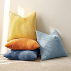 MIULEE Pack of 4 Blue-Orange Corduroy Decorative Throw Pillow Covers 18x18 Inch Soft Boho Striped Pillow Covers Modern Farmhouse Home Decor for Summer Sofa Living Room Couch Bed