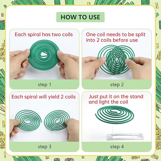SCENTORINI Citronella Coils, 48 PCS Citronella Incense with Coil Holder, Suitable for Summer Home Outdoor Use, Pool Side, Patio, Camping, Porches, Courtyards, Farms, Garden Planting Area