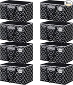 HomeHacks Heavy Duty Moving Bags with Tag Pockets, Collapsible Storage Totes for Moving, Camping & Travel -Foldable Packing Boxes, Zipper Handles, Black（8 Packs, 88L）
