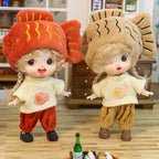 2Pcs Small Cute Collectible OB11 BJD Dolls for Girls Birthday Gift, 12 Points Articulated Anime Action Figures with Removable Clothes