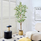 VECELO Artificial Olive Tree, 5FT Faux Olive Trees, Fake Silk Plant for Indoor Outdoor Home Office Decor, 2 Pack