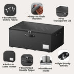Dayacoco Underbed Storage with Wheels, 2 Pack Under Bed Storage Containers with Clear Lids, No Assembly Required 10.1 inch Rolling Under Bed Storage for Clothes, Blankets