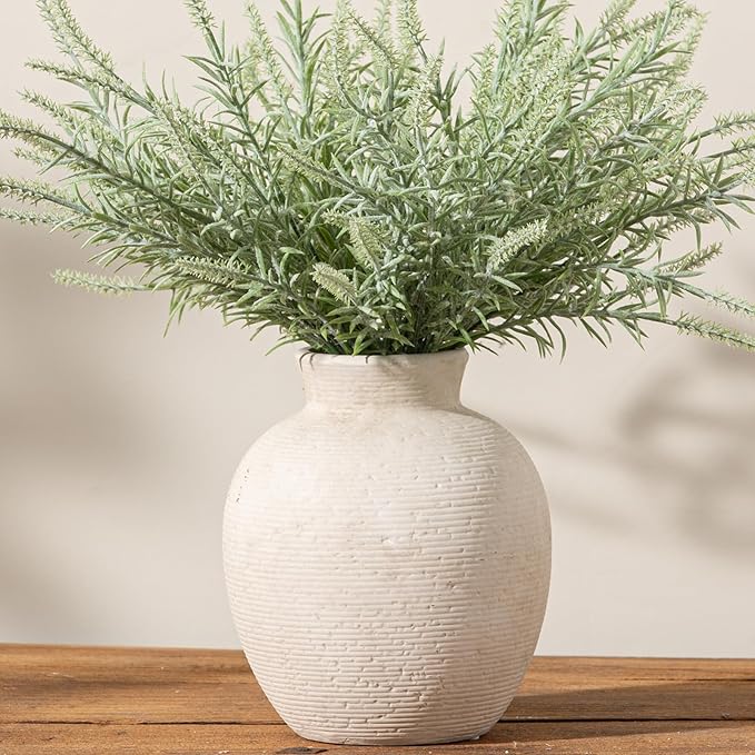 Ceramic Flower Vase Home Decor - Farmhouse Table Vases Rustic Vintage Living Room Kitchen Bedroom Decorations for House Book Shelf Office Coffee Desk Dining Fireplace (7.4" Rustic)