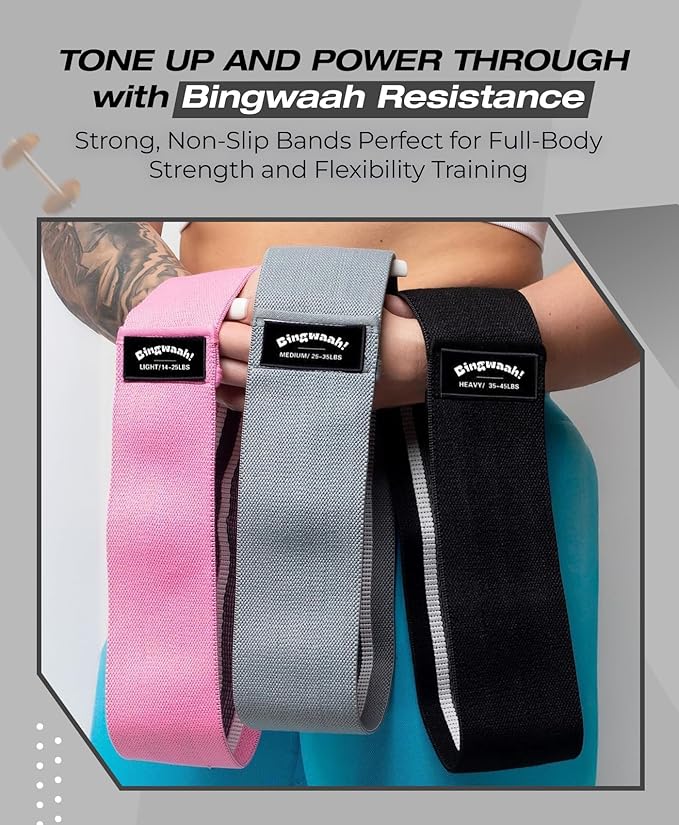 Bingwaah Mini Loop Resistance Bands – Fabric & Elastic Sets Exercise Bands for Strength Training - Rehab, Yoga, Pilates & Home Workout Equipment