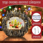 Christmas Snow Globe Lantern Water Glittering Lantern with Snowman 8 Music Songs & 6H Timer Christmas Snow Globes USB & Battery Operated for Christmas Festival Decorations Gifts (Bridge-Snowman)