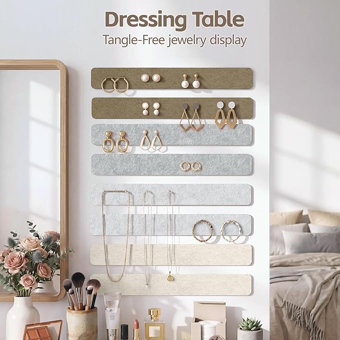 Cork Board for Walls - 8 Pack Felt Pin Board Bar Strips - Self-Adhesive Lightweight Bulletin Board - Cork Board for Office with 40 Push Pins No Damage for Wall