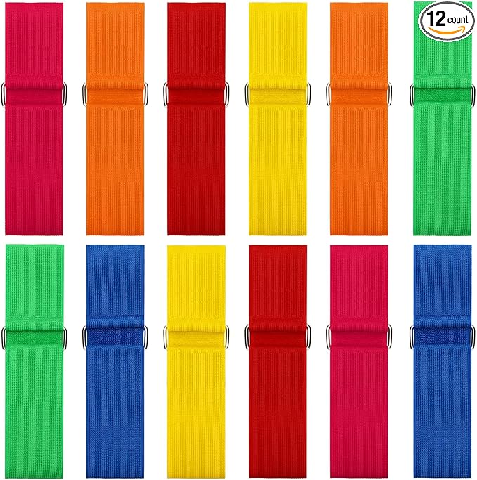Augshy 3 Legged Race Bands, Assorted Colors Elastic Tie Rope Resistance Bands for Relay Race Game Carnival Field Day Backyard Game Party Supplies
