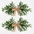 24" Handmade Artificial Olive Swag (2PC), Realistic Greenery Swag with Natural Burlap Bow, Easy to Hang Symmetrical Olive Branch Wreath for Front Door, Wedding Arch, Mantle & Farmhouse