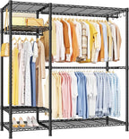 Ulif F7 Garment Rack, Heavy Duty Clothes Rack, Clothing Racks for Hanging Clothes, 6-Tiers Freestanding Portable Closet Storage Rack 58'' W × 14.6'' D × 76.6'' H, Max Load 800 Lbs, Black