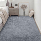 Fluffy 4x6 Area Rugs for Living Room Bedroom: Ultra Soft Shag Rug Non-Slip Non-Shedding Small Plush Bedside Rug Indoor Floor Carpets for Kids Room Playroom Entryway Nursery Dorms Home Decor Gray