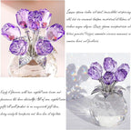 Crystal Rose Figurines Gifts for Women Valentine's Day, Glass Floral Ornament for Mother's Day Birthday Christmas Amethyst Collectible Rose Flowers Anniversary Floral Presents for Her (Purple)