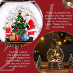 Christmas Santa Snow Globe, Christmas Musical Snow Globe Lantern Lights with 6H Timer Battery & USB Powered, Retro Style Holiday Glitter Globe for Xmas Home Decoration Holiday Party Gifts