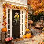Generic 24 in Sunflower Swag, Artificial Floral Garland with Burlap Bow, Rustic Door Swag for Front Door Outside, Summer Sunflower Wreath Decor for Home Window Farmhouse. (2Pcs)